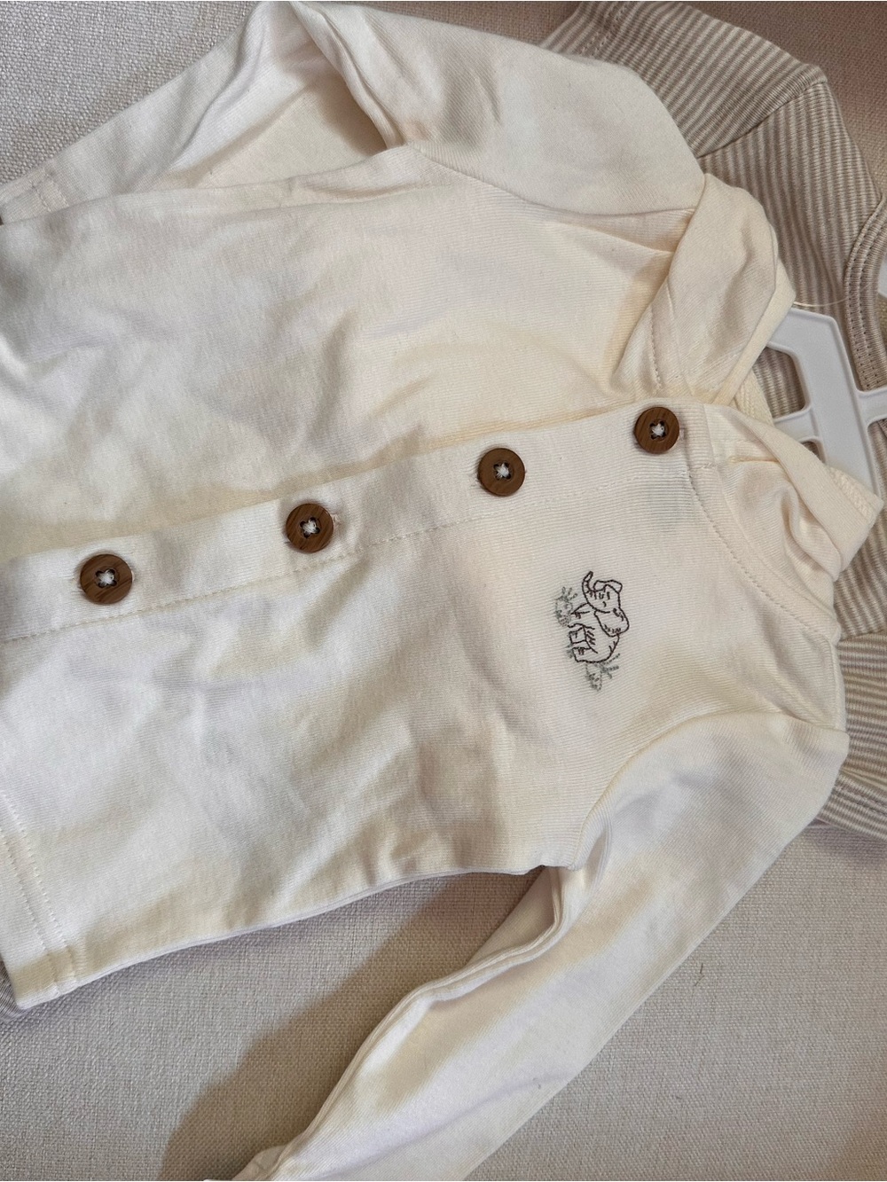 Carter's Cream Knit Button-Front Baby Matching Set with elephants